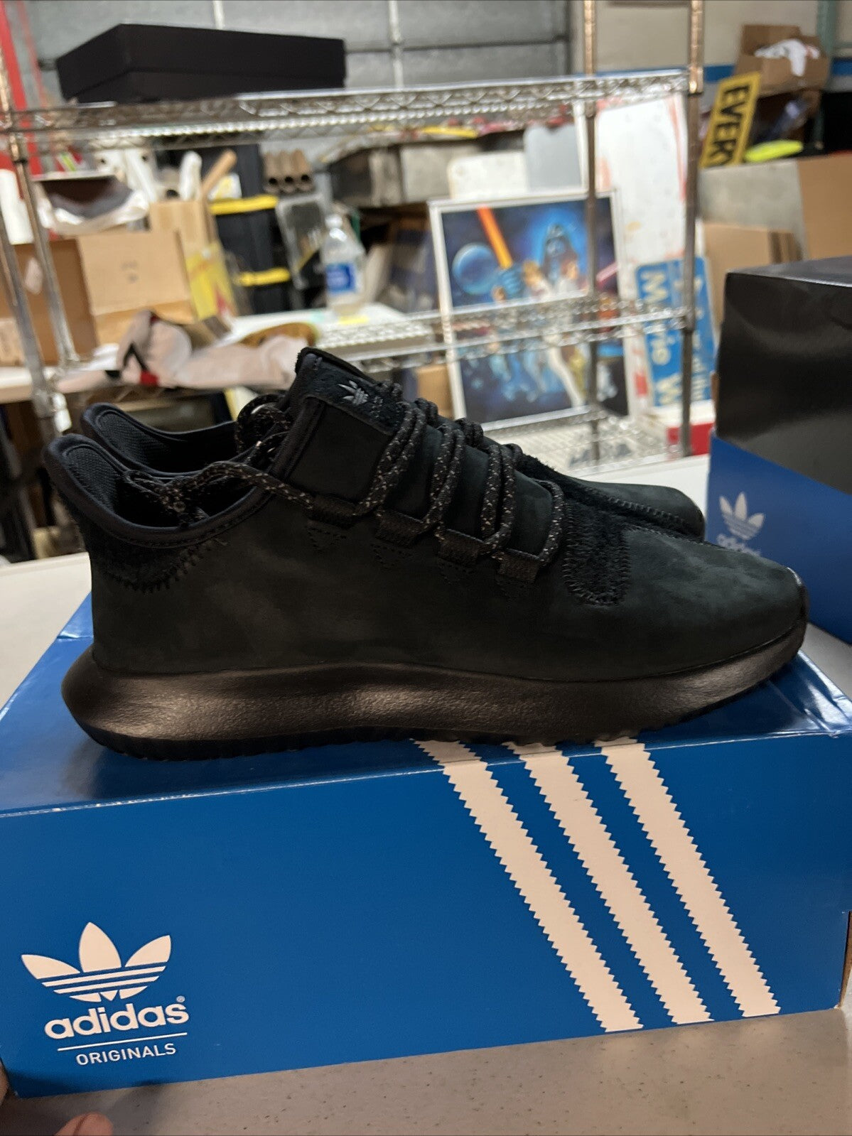 NWT Men's Adidas Tubular Shadow Black Leather & Suede Size US 6.53