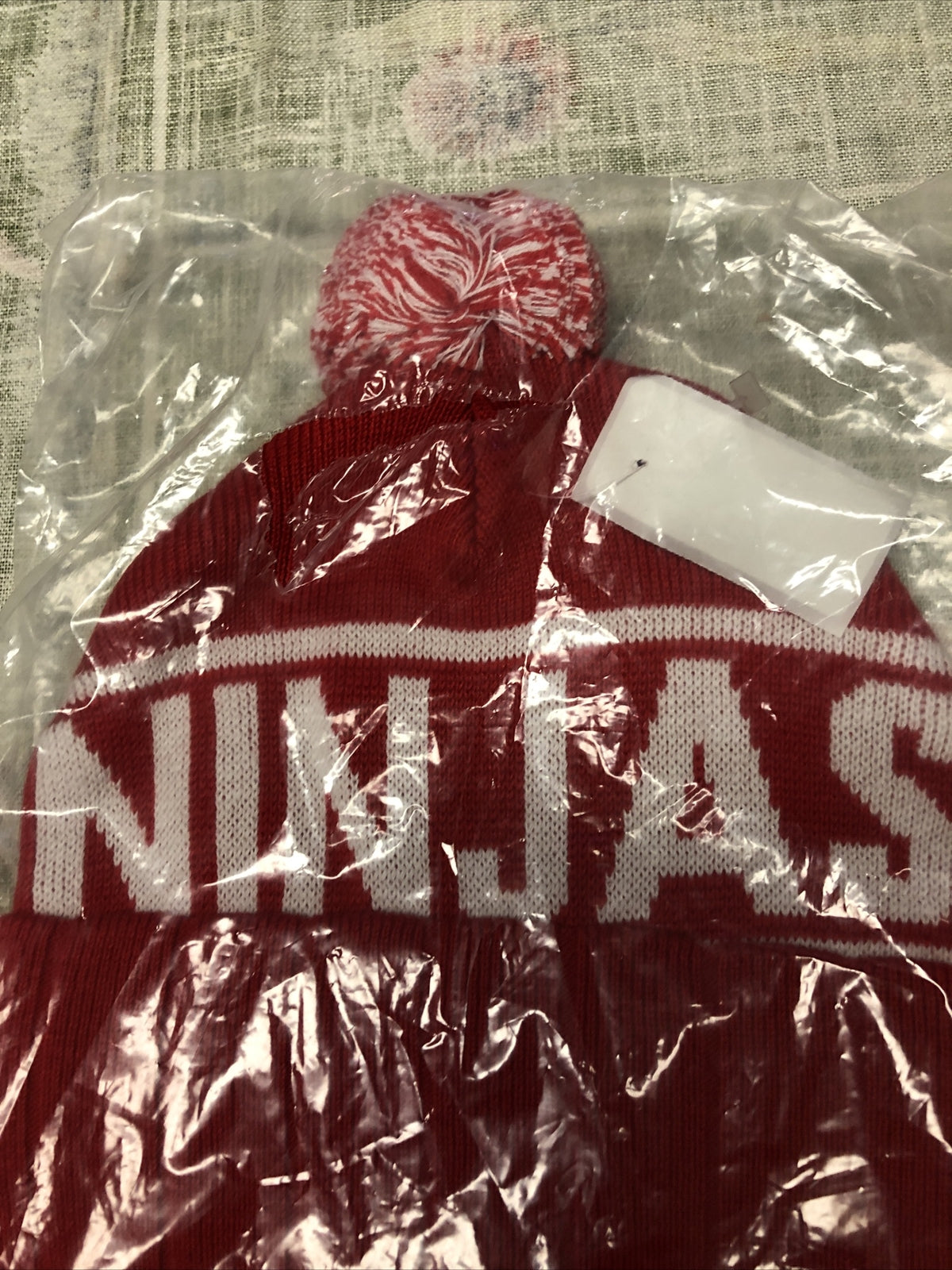 NINJAS Red Pom Pom Beanie One Size Fits Most NOS2