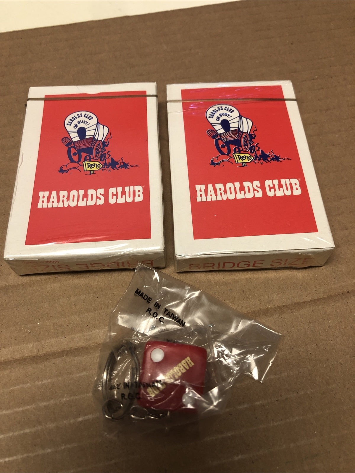 Harolds Club Casino Lot Of 3 - 2 Deck Of Cards & Keychain Reno Nevada SEALED0