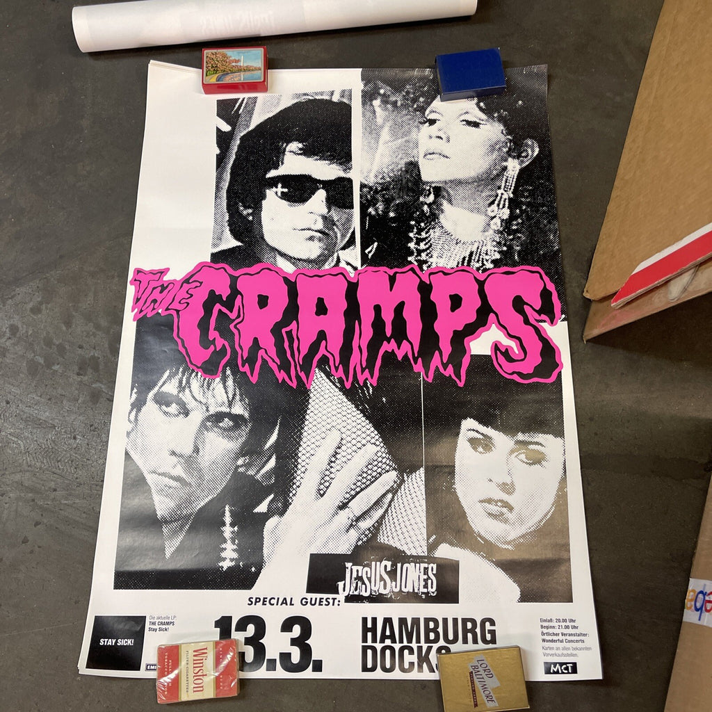 The Cramps 1990 w/ Jesus Jones Concert Poster ORIGINAL Germany Hamburg Docks0