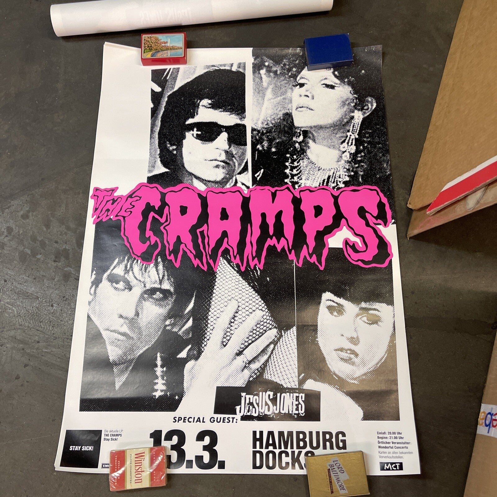The Cramps 1990 w/ Jesus Jones Concert Poster ORIGINAL Germany Hamburg Docks0