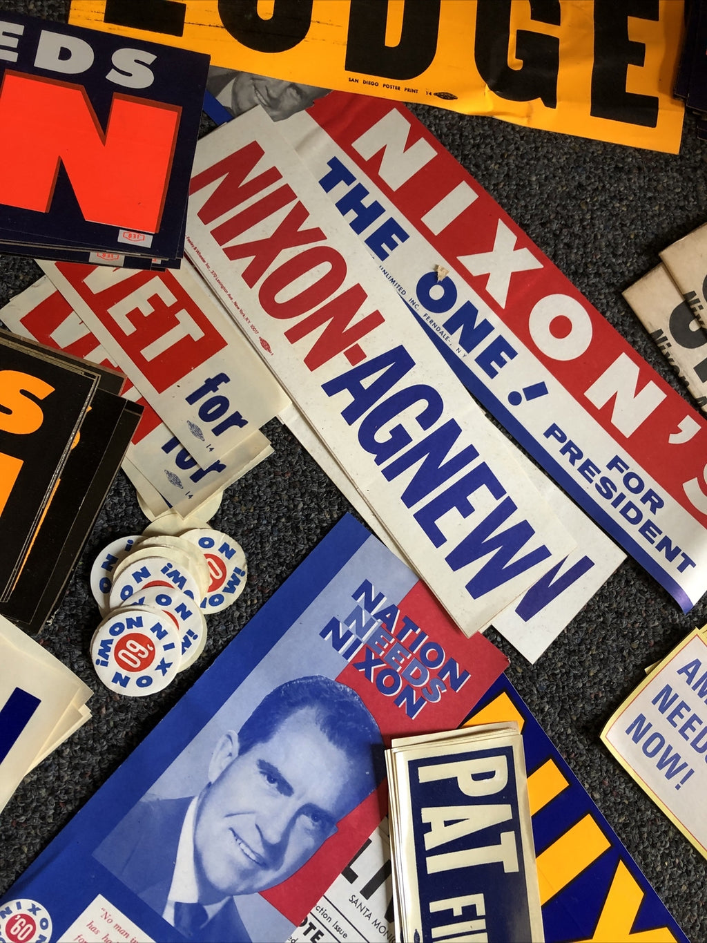 Richard Nixon for President Political Campaign Ephemera Stickers Newspaper Etc.8