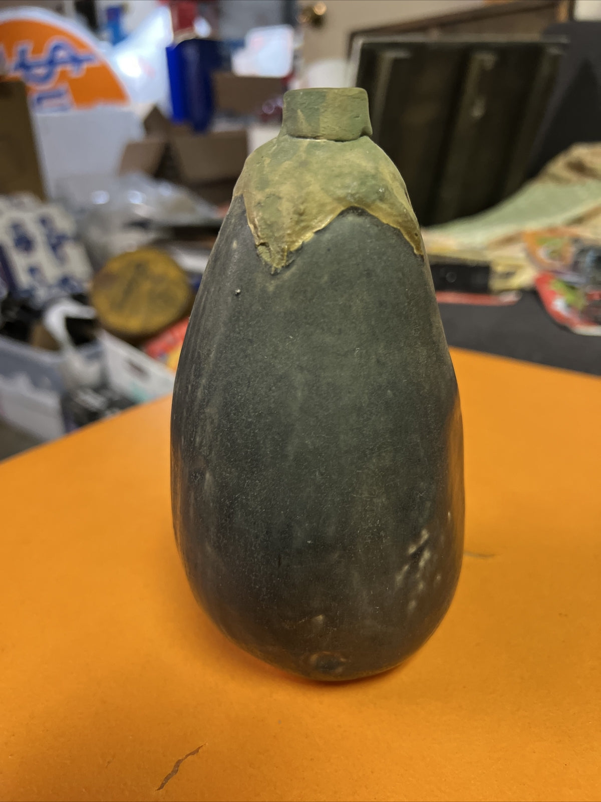 1980 Patricia Garrett  Pottery Eggplant Aubergine Vegetable Vase 6.5”2