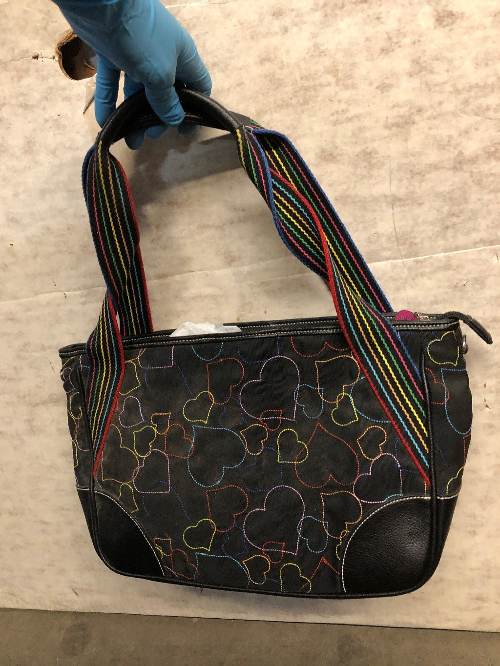 Black Full Of Colorful Hearts Hearts and Love satchel,purse, by Sydney Love0