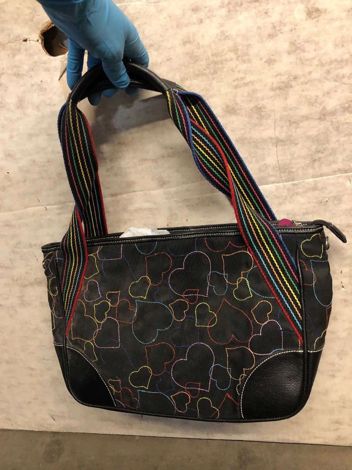 Black Full Of Colorful Hearts Hearts and Love satchel,purse, by Sydney Love0