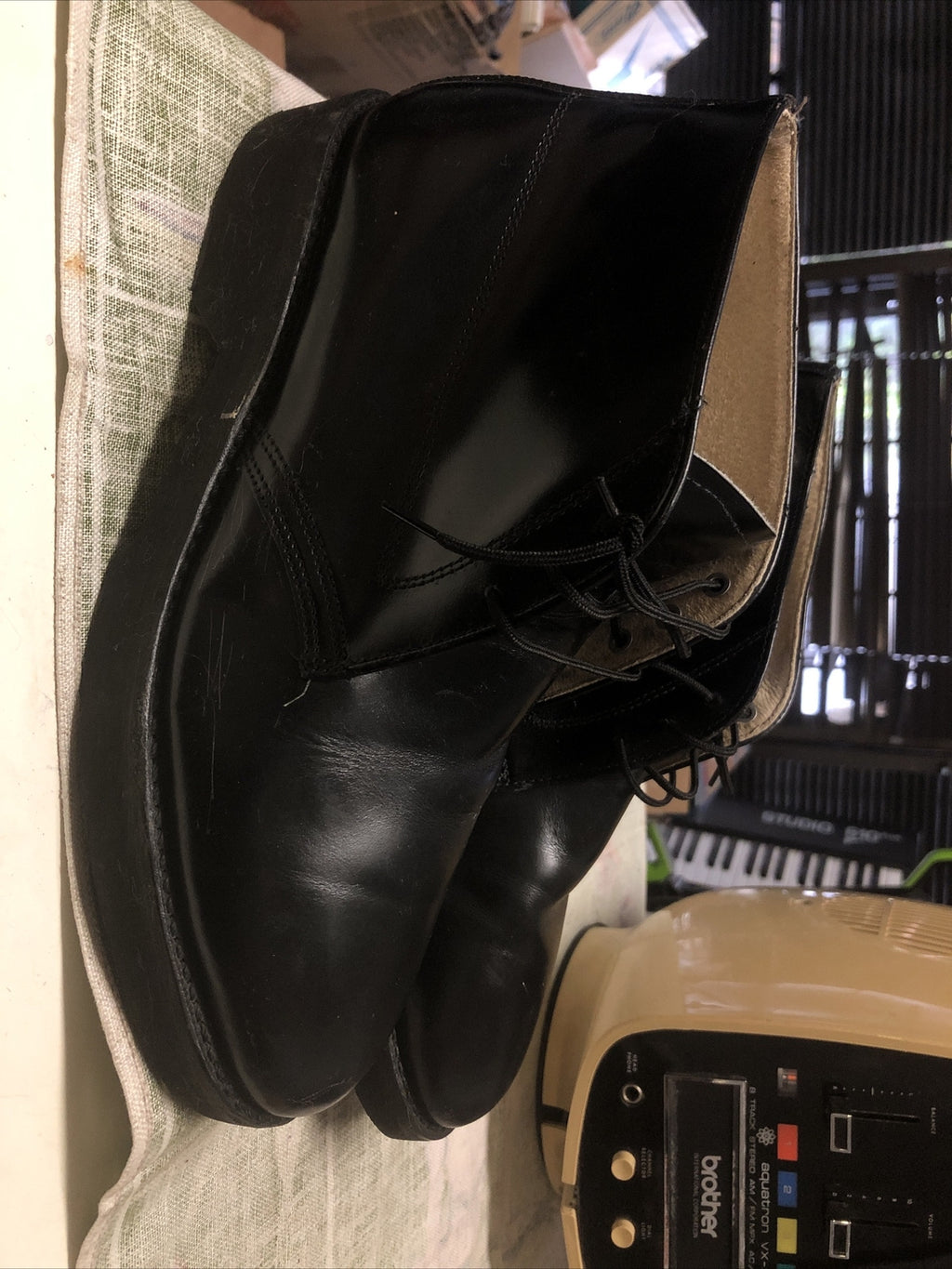 Vintage Weinbrenner Genuine Black Leather  Shoes Boots Size 80