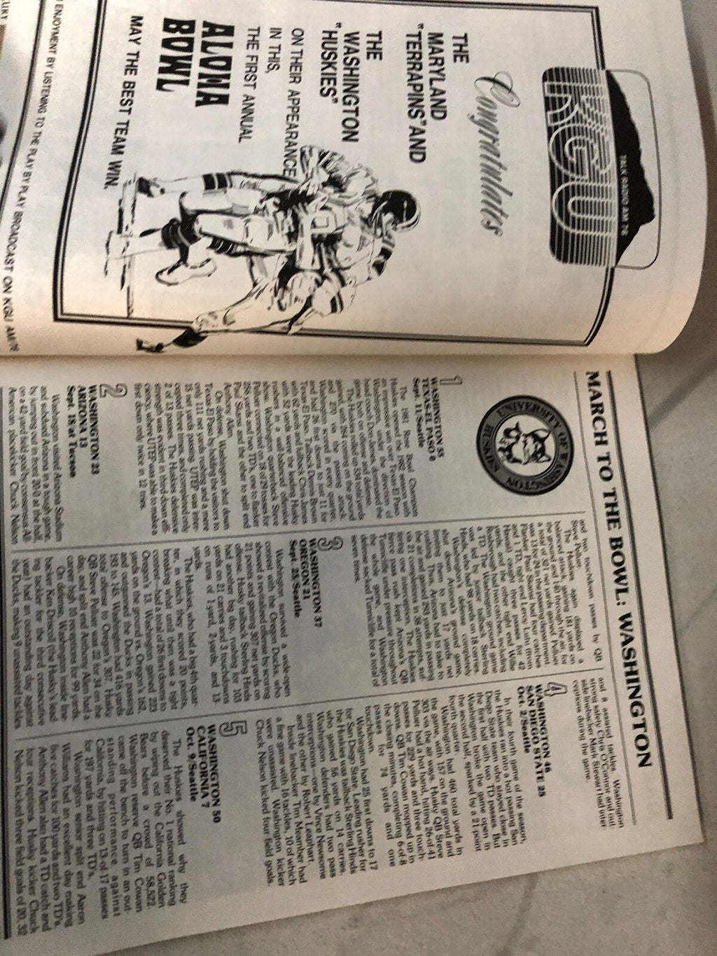 1982 Inaugural Aloha Bowl Game Program Washington Maryland RARE VHTF3