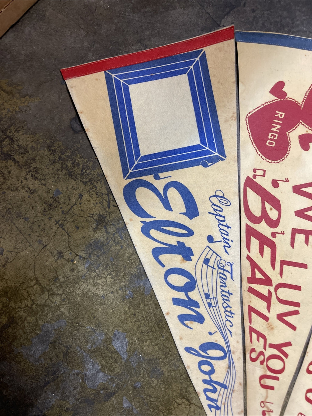 The Beatles Elton John Original 1960's 29” X 12” Pennant Lot Of 41
