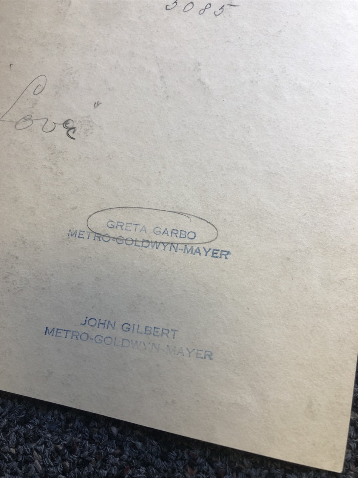 Rare Original Photo Of Greta Garbo & John Gilbert 8.5”x7”8