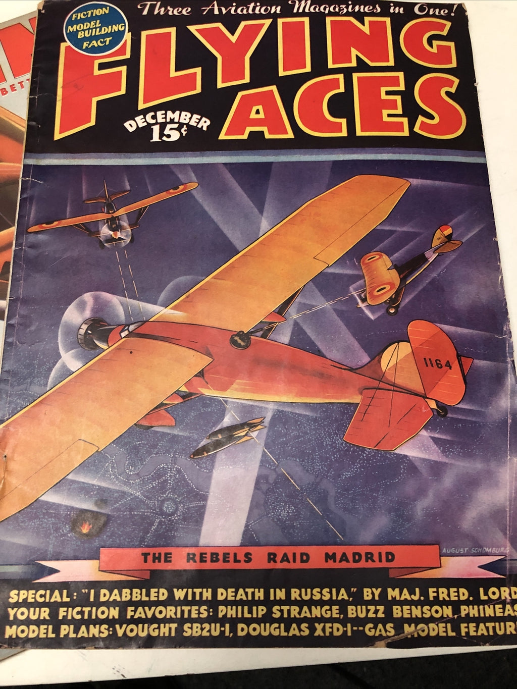 Lot 2 Flying Aces Magazine, August 1938 Vintage Aeronautics WW2 19431
