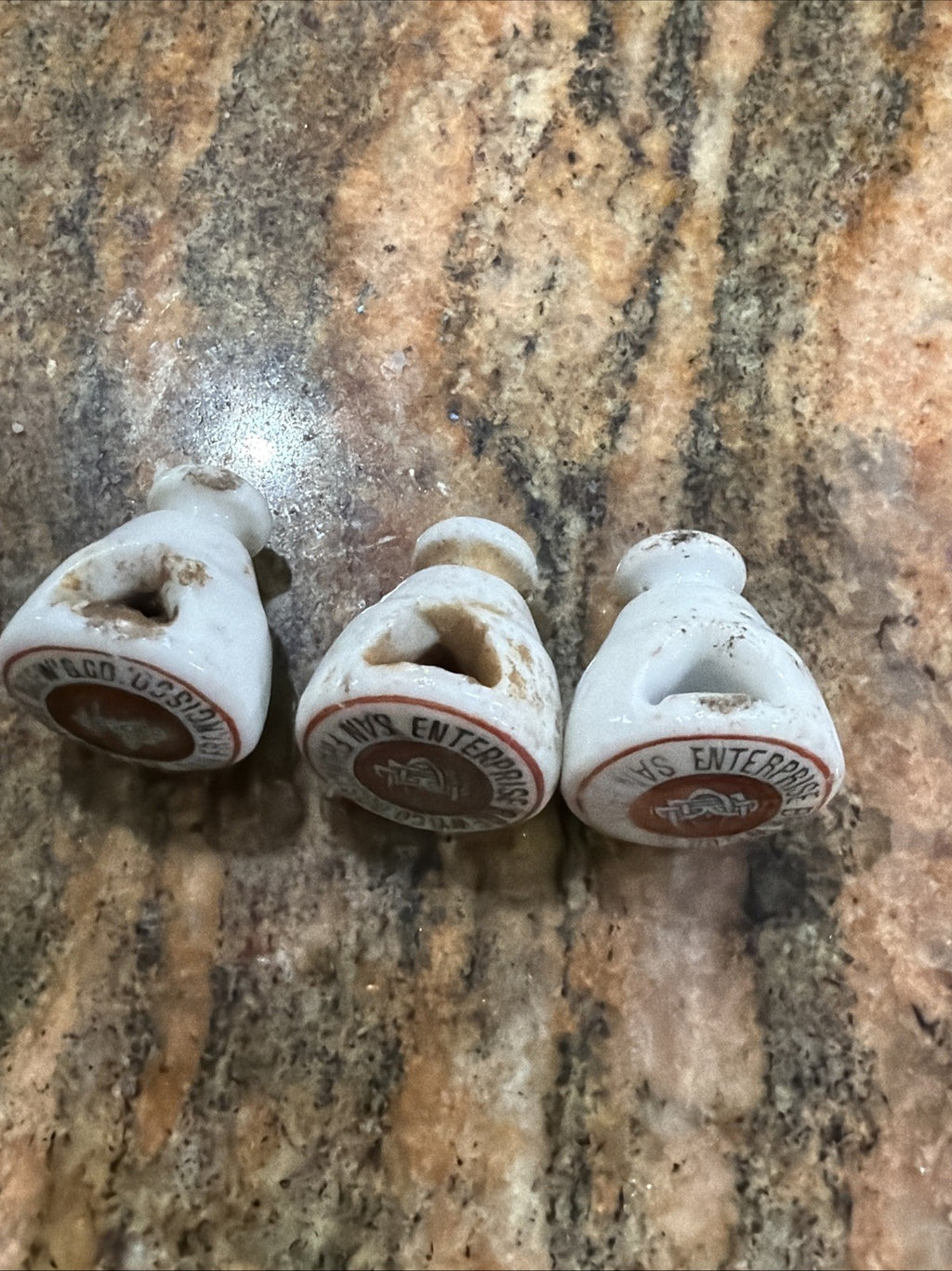 3 Pre-Prohibition Porcelain Beer Bottle Stopper Enterprise Brewing San Francisco4