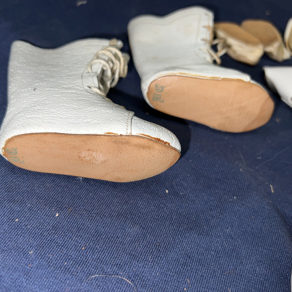 Lot of 7 White / Beige Antique Vintage Doll Shoes Various Size and Condition5
