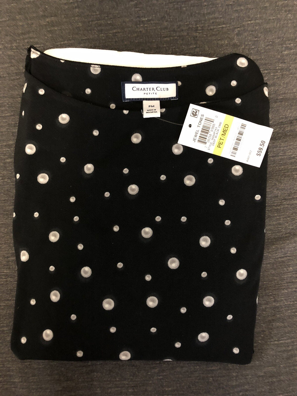 New Macy's Charter Club Petite Jewel Tones Size M Deep Black NWT3