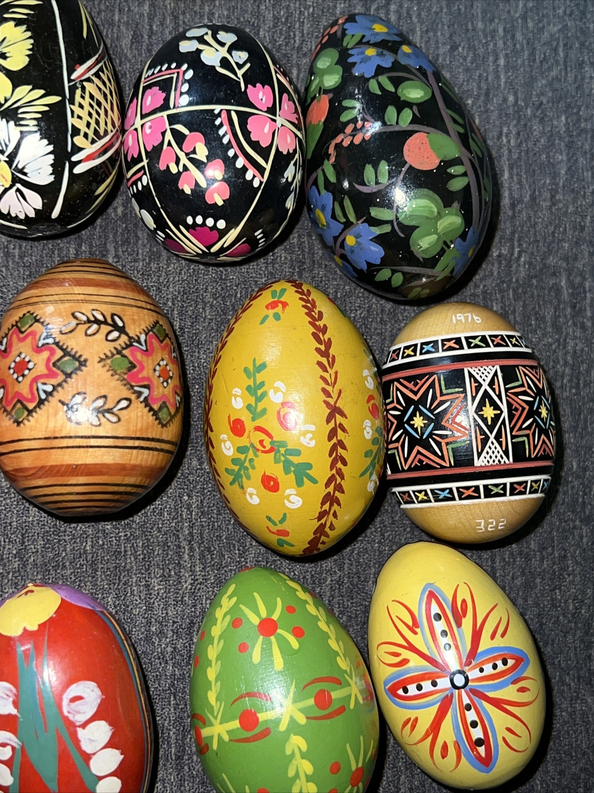 14 Vtg Beautiful UKRAINE Hand Made Pysanky Easter Eggs, Painted Pysanka Wood Art3