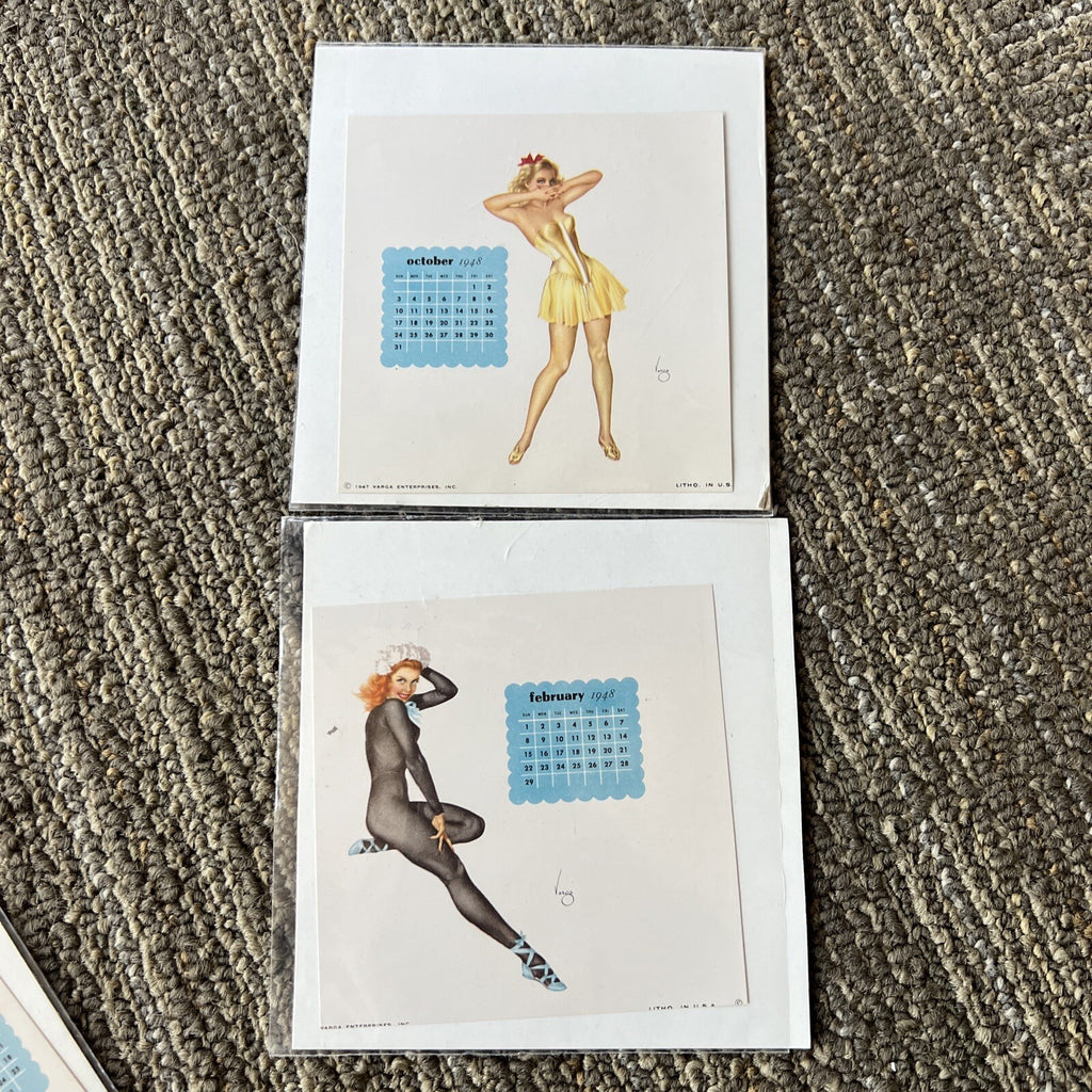 Lot of 10 1948 Varga Enterpises Girl Pin Up Mini Calendar Pages 1