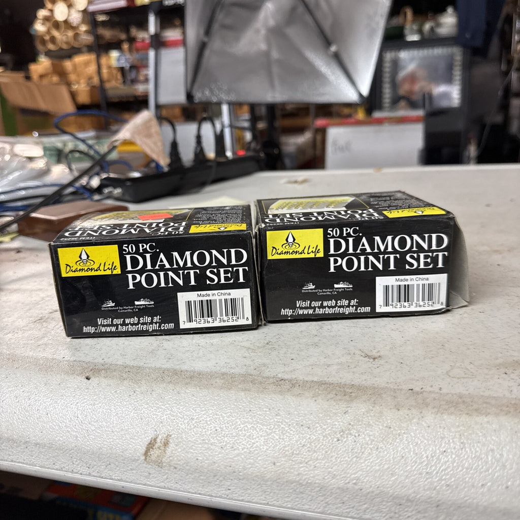 50 Pc Diamond Point Burr Set for Rotary Tool cuts Glass Metal Stone Lot of 25
