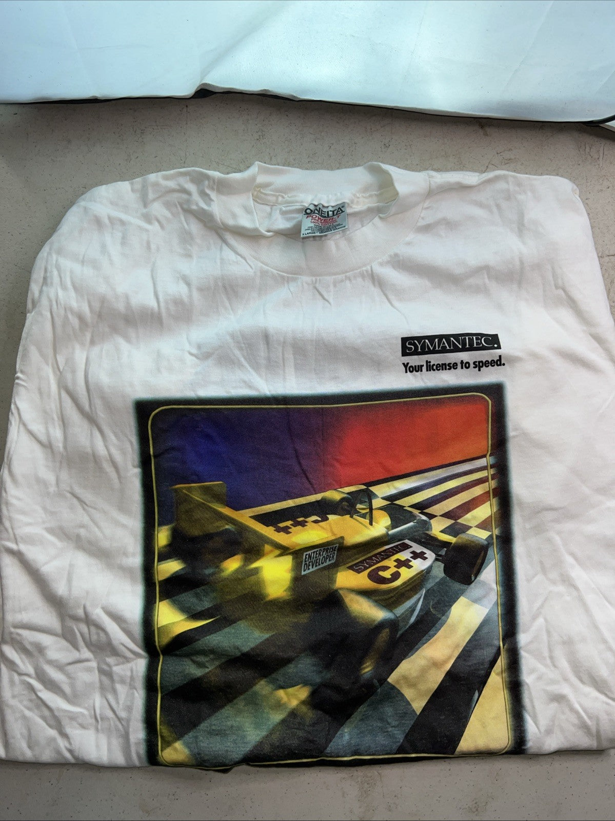 Vintage Symantec C++ “Do You Feel the Need for Speed?” Racing T-Shirt XL USA1