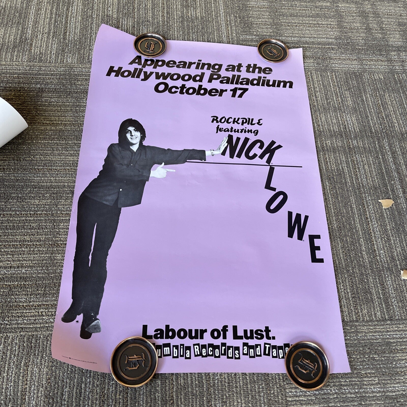 #158 1979 Nick Lowe Poster Rockpile Concert Hollywood Palladium Labour Of Lust0