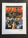 1991 Artist BARRY KITE Signed Art Print “Artist Being Detained” Pop Art 14”x11”0