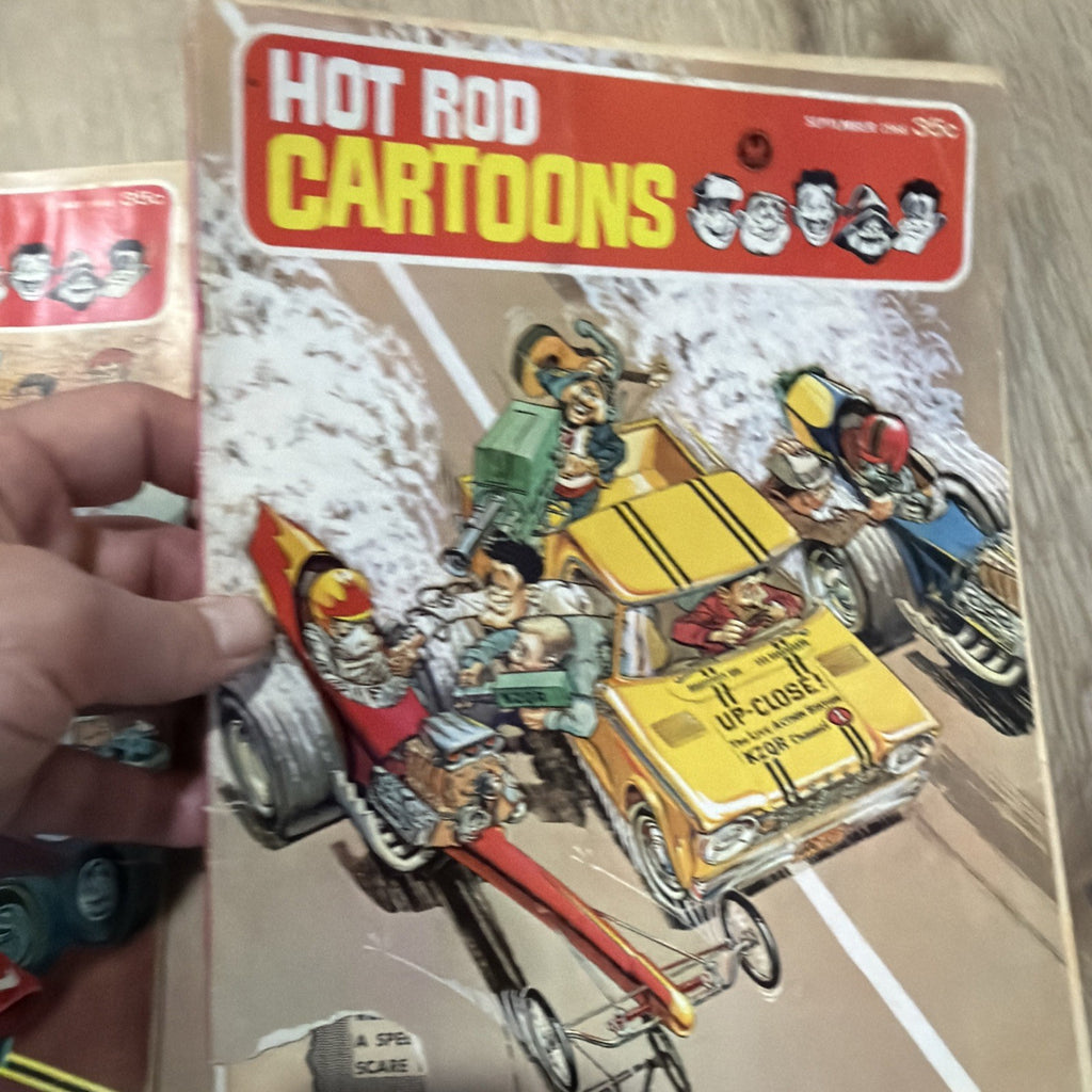 Lot Of 2 Vintage HOT ROD CARTOONS magazine 1966  drag racing dragsters3