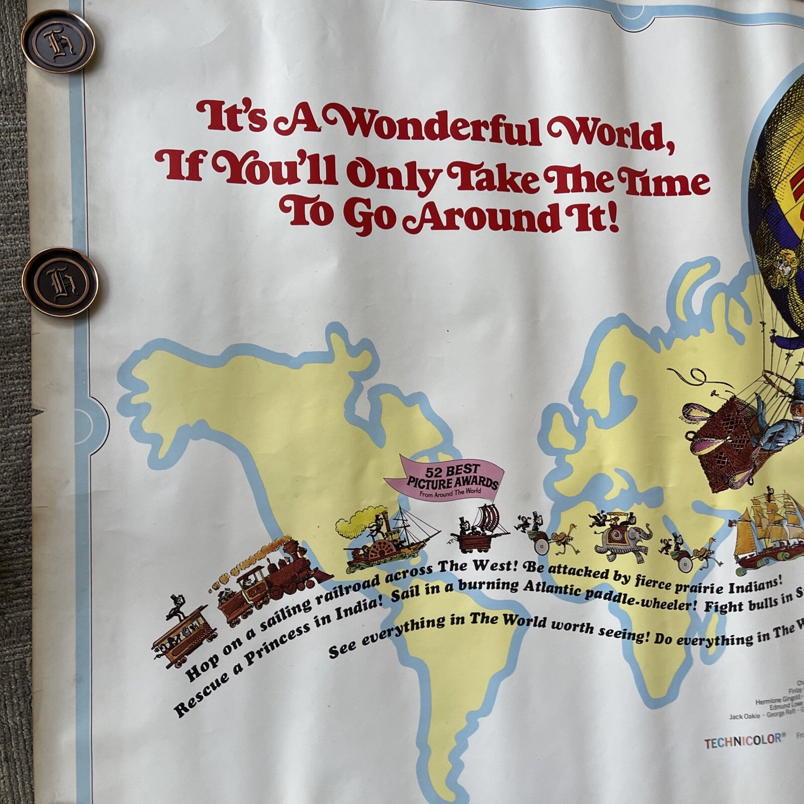 1968 Large AROUND  THE WORLD IN 80 DAYS  original U.S Theater Display Poster 60”4