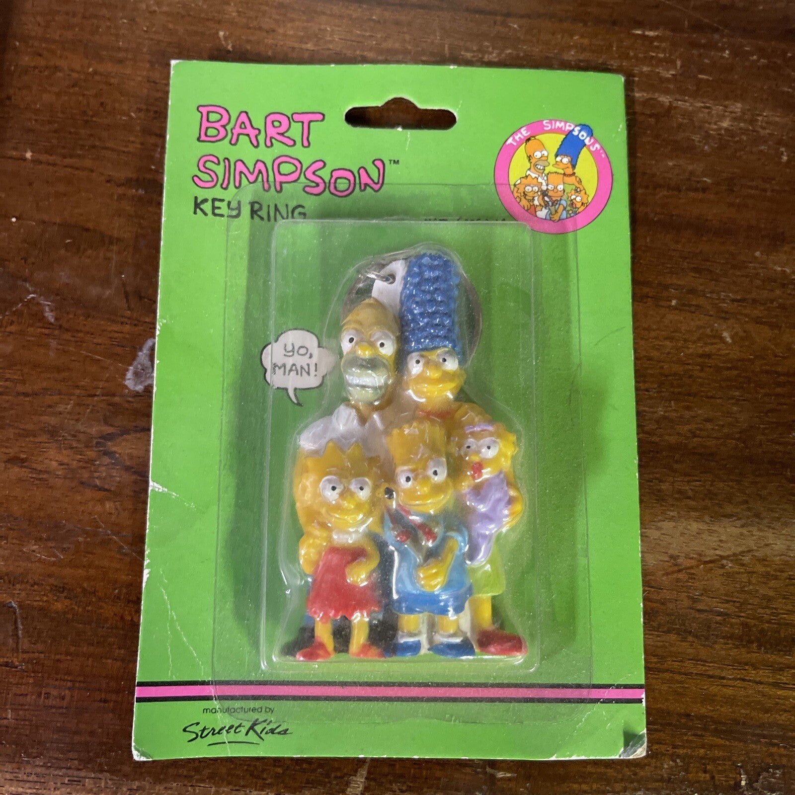 Vintage 1990 The Simpsons Bart Simpson and Keychain In Original Package0