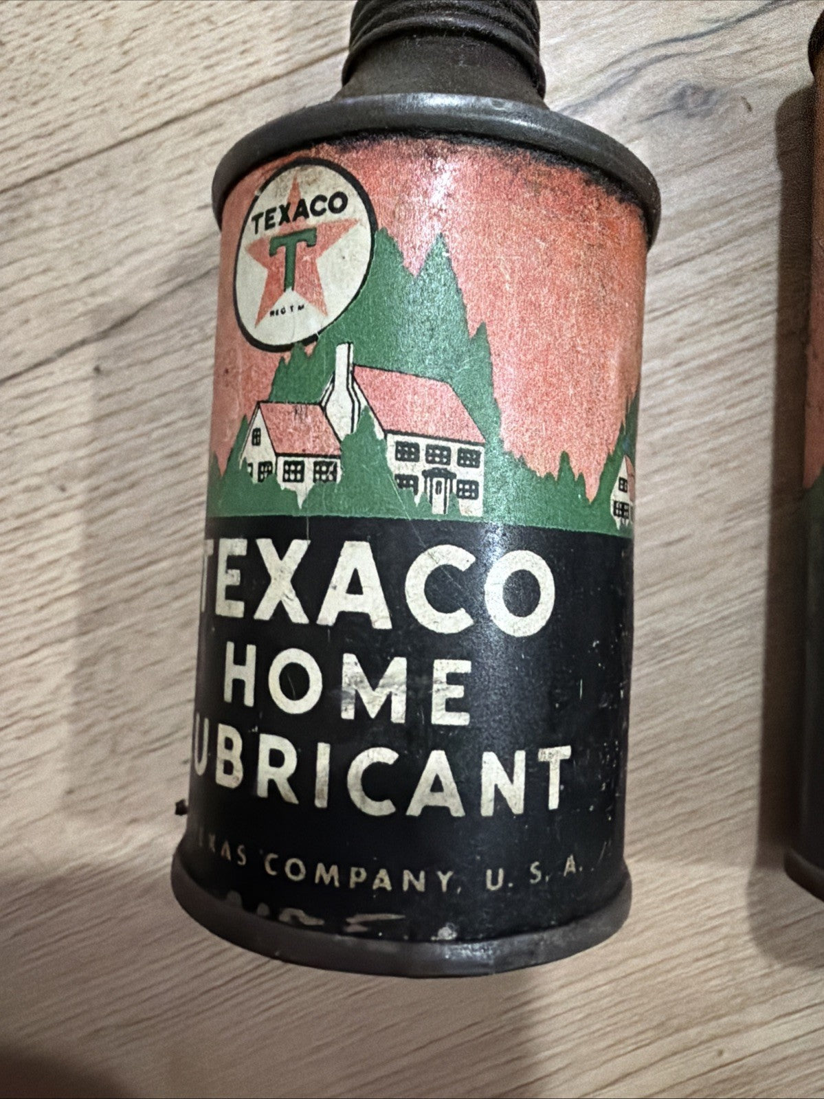 Lot Of 2 Vintage Texaco Lead Top Home Lubricant Oil Can Handy Oiler 4 Oz1