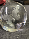 Mats Jonasson Butterfly Paperweight Clear Sculpture Etched Signed Plus Sticker0