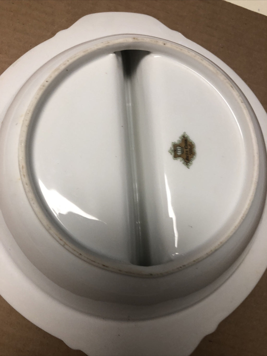 Vintage Meitro China Round Divided Vegetable Bowl Japan Flower Design 10.5”4