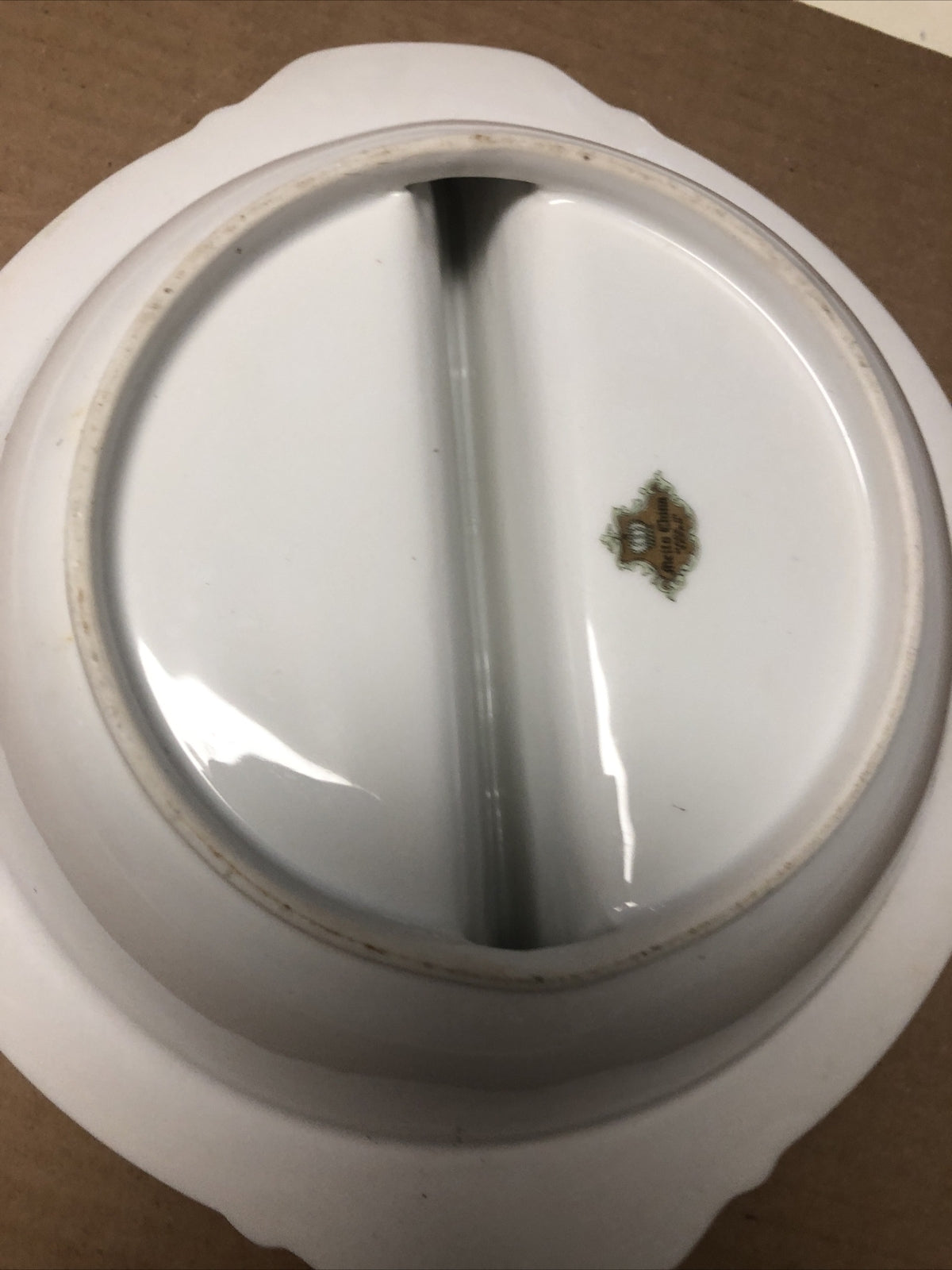 Vintage Meitro China Round Divided Vegetable Bowl Japan Flower Design 10.5”4