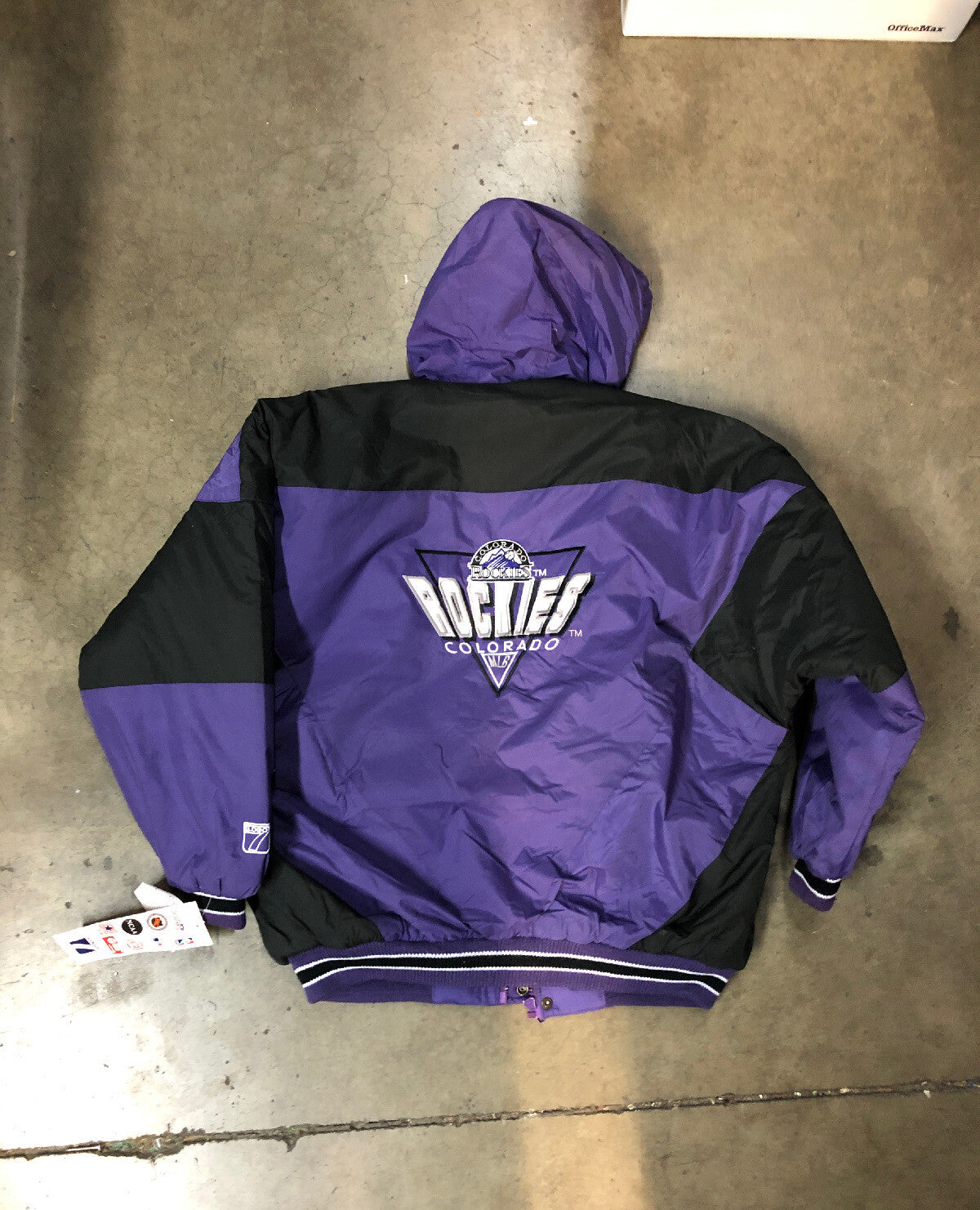 VTG 90s NOS Logo 7 Colorado Rockies Zip Bottom Size L Adjustable Waist Jacket1