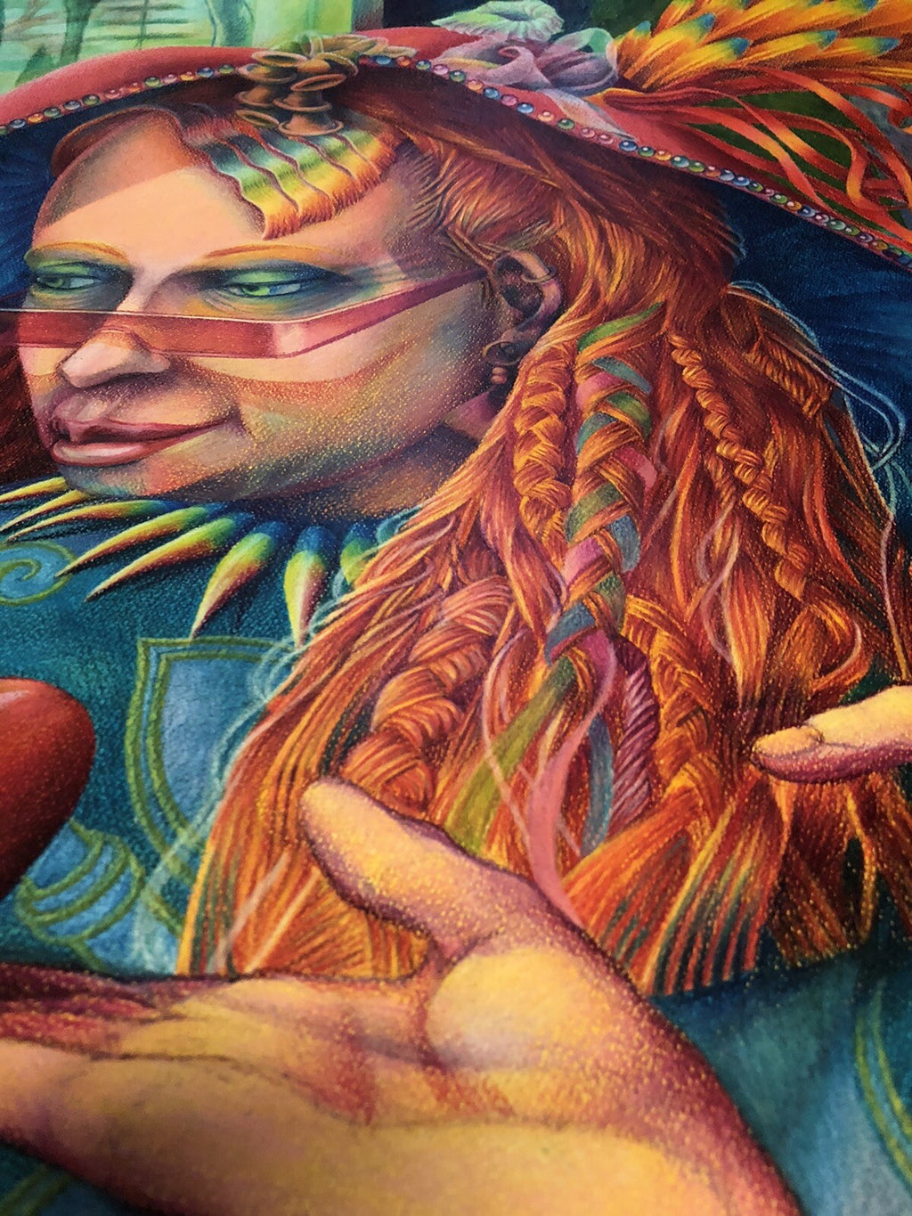 Vintage 1985 Original Art Vibrant Pastel By Tim Echols SIGNED Surrealism 28”x22”8