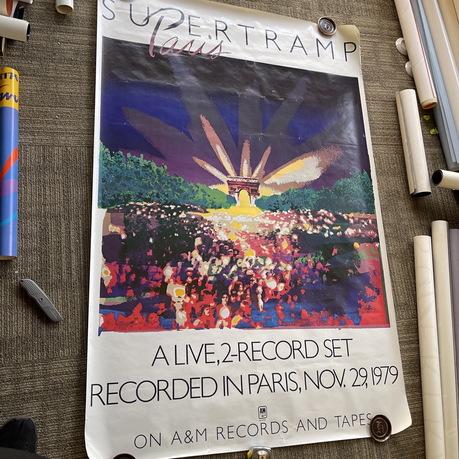 #177 1979 Supertramp Paris Record Store Subway Promo Poster 60” X 40” Large1