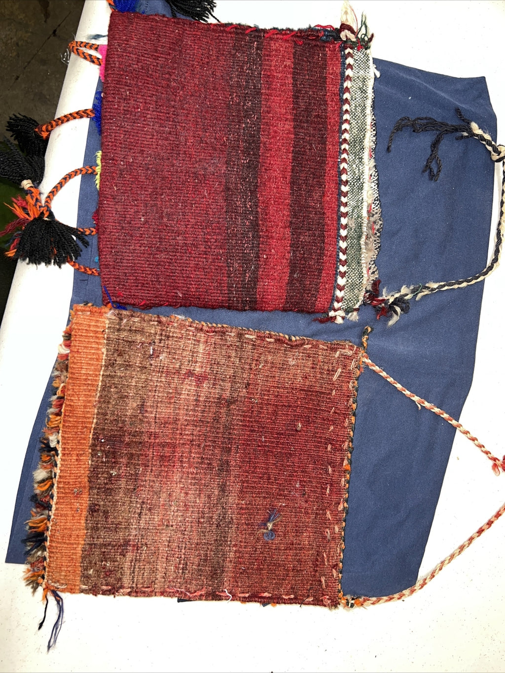 Vintage Hand Made Purse Boho Coachella Hispanic Rug bag Yarn See Description9