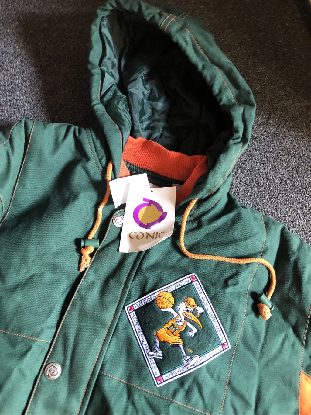 Vintage 90’s NOS Conic Miami Hurricanes Parka Jacket Size XL1