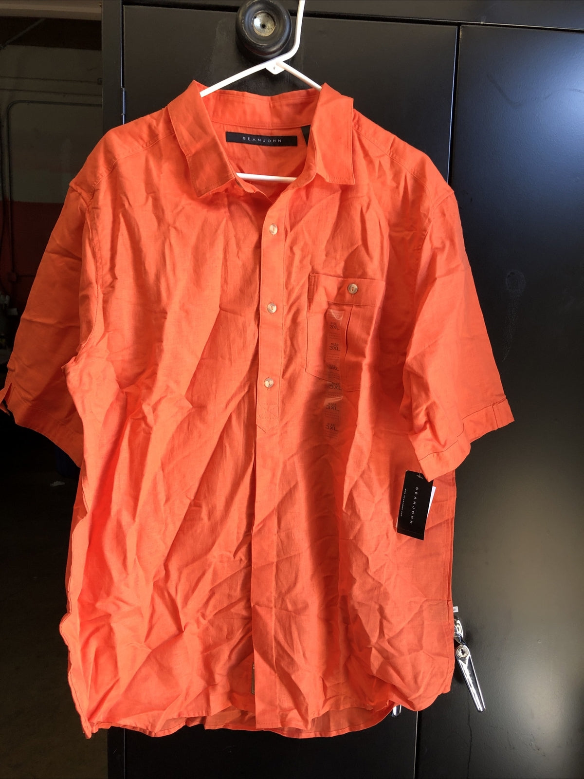 Sean John Orange Short Sleeve Button Up NOS Size 3XL0