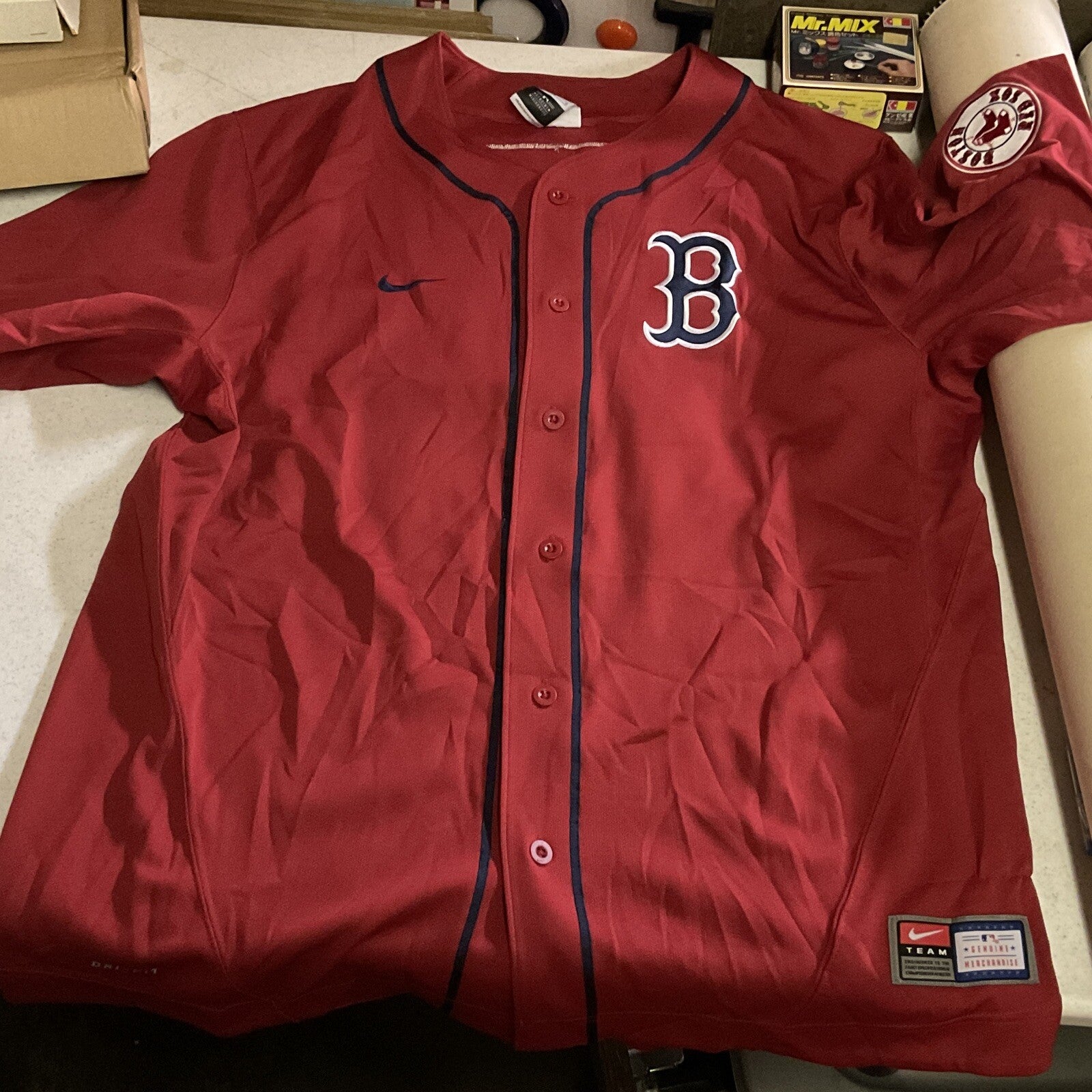 Nike MLB Boston Red Sox Baseball Dri-Fit Performance Stitched Jersey Mens L7