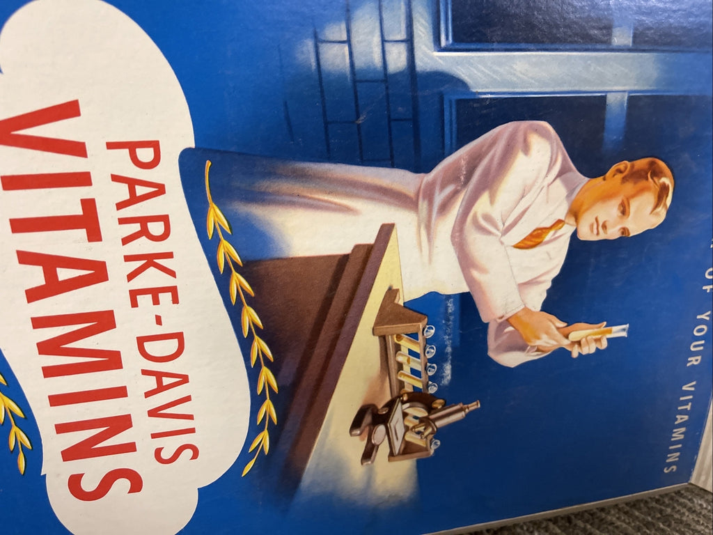 Vintage Antique 1940s General Store Display Sign Parks Davis Vitamins 31”x13”9