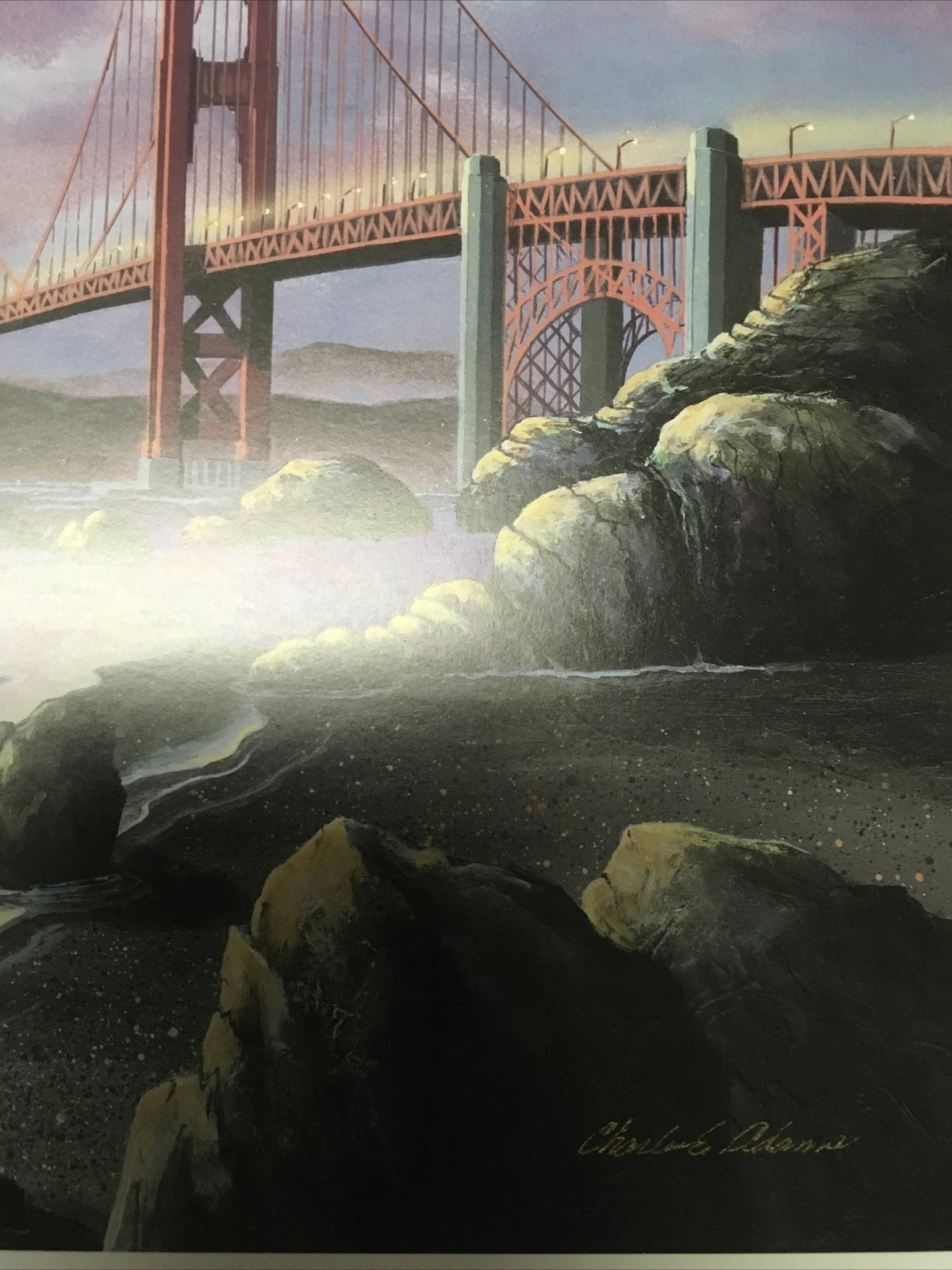 CHARLES E ADAMS SAN FRANCISCO GOLDEN GATE BRIDGE SIGNED PRINT 19894