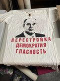 Orig. 1980s Vintage Russia Perestroika Gorbachev t-Shirt Soviet ussr Leningrad0