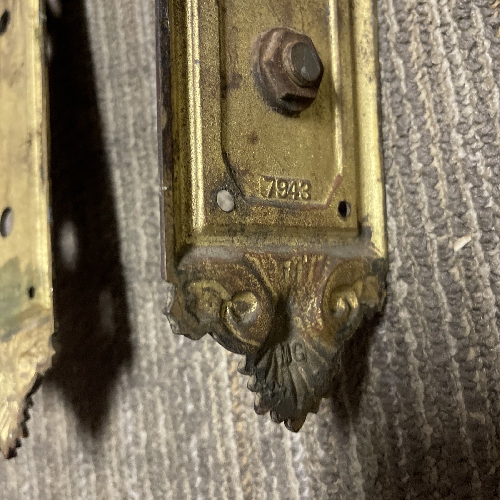 Vintage 2pc Architectural Salvage Brass Baroque Door Handle Pulls 27” x 3”13