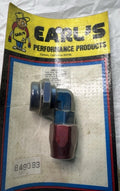 Vintage Earl’s Performance 90° Hose End Fitting AN -6 to 3/8” NPT Red/Blue USA0