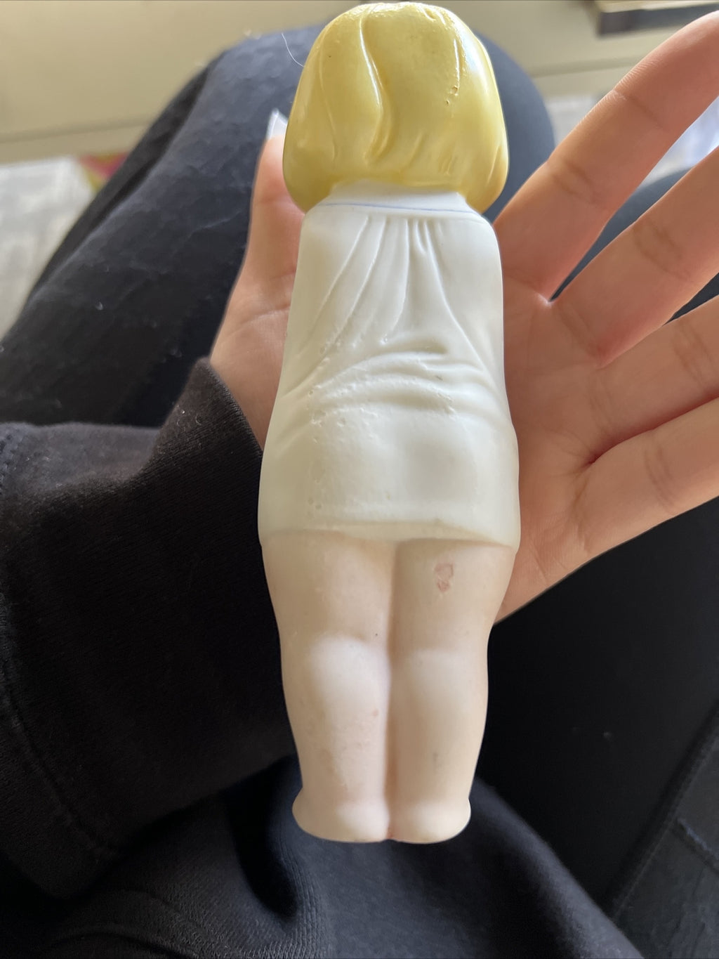 Vintage Antique All Bisque Toddler Doll Figure 6” Armless4