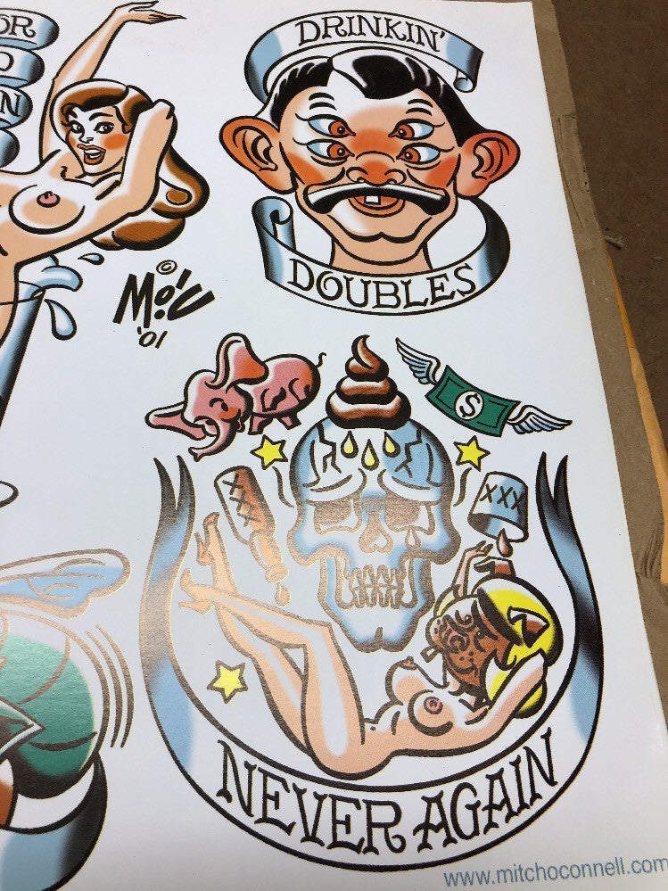 Mitch OConnell “liquor Hard, Women Soft” Flash Art Sheet No Sticker 2001 Rare!3