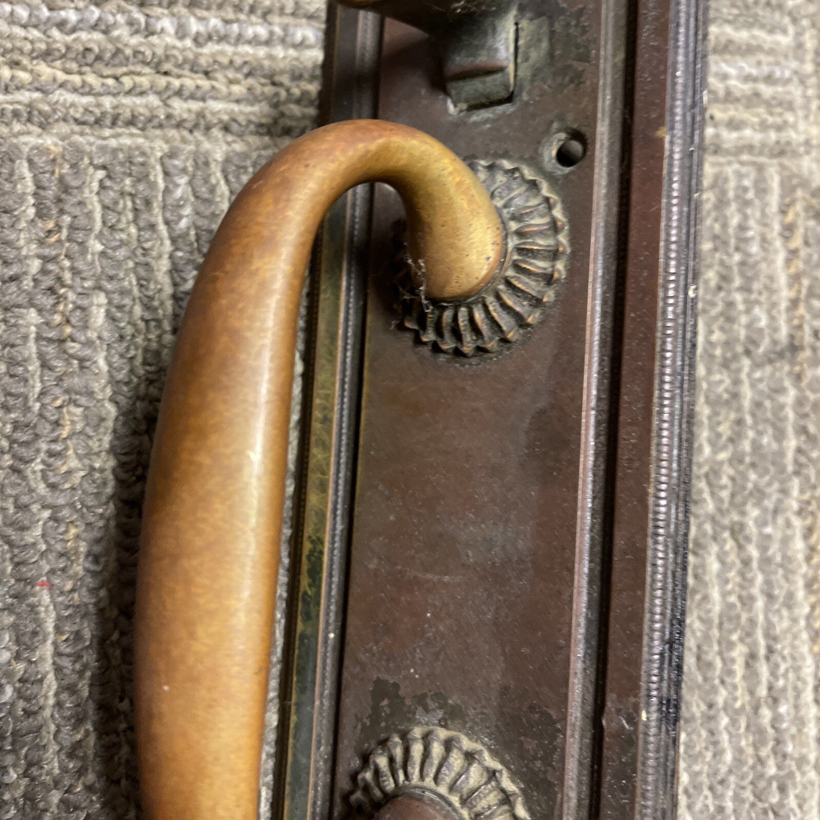 Vintage 2pc Architectural Salvage Brass Baroque Door Handle Pulls 27” x 3”10