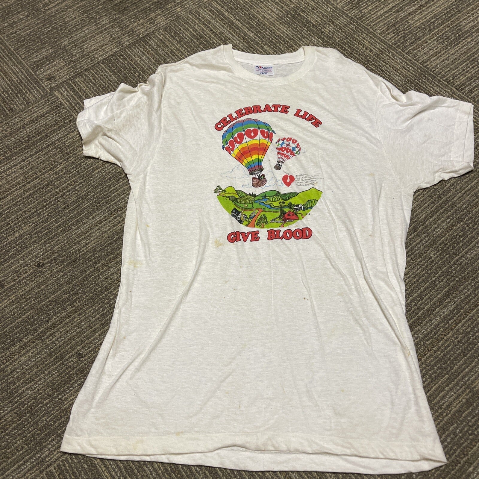 VTG 80s Oakland CA Celebrate Life T Shirt SZ L  Give Blood Single Stitch1