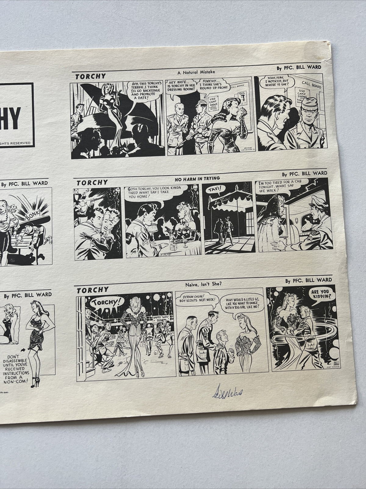 BILL WARD’S TORCHY 1943 US Army ANIMATION COMIC STRIP SIGNED By BILL WARD3