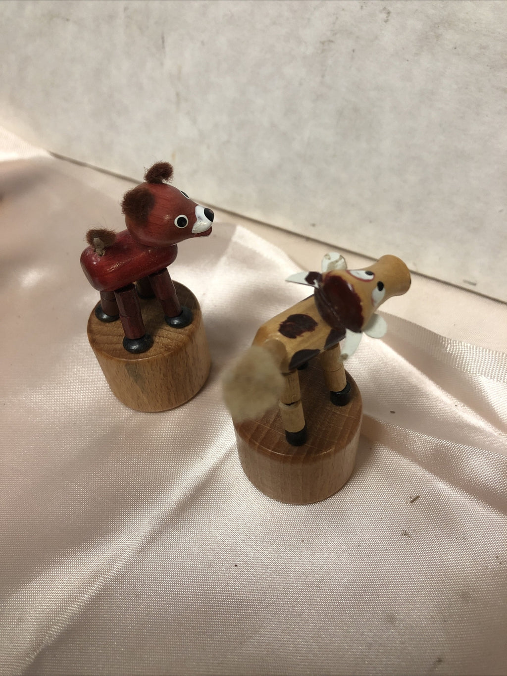 Vintage Lot Of 2 Wooden Mini Animal Figures2