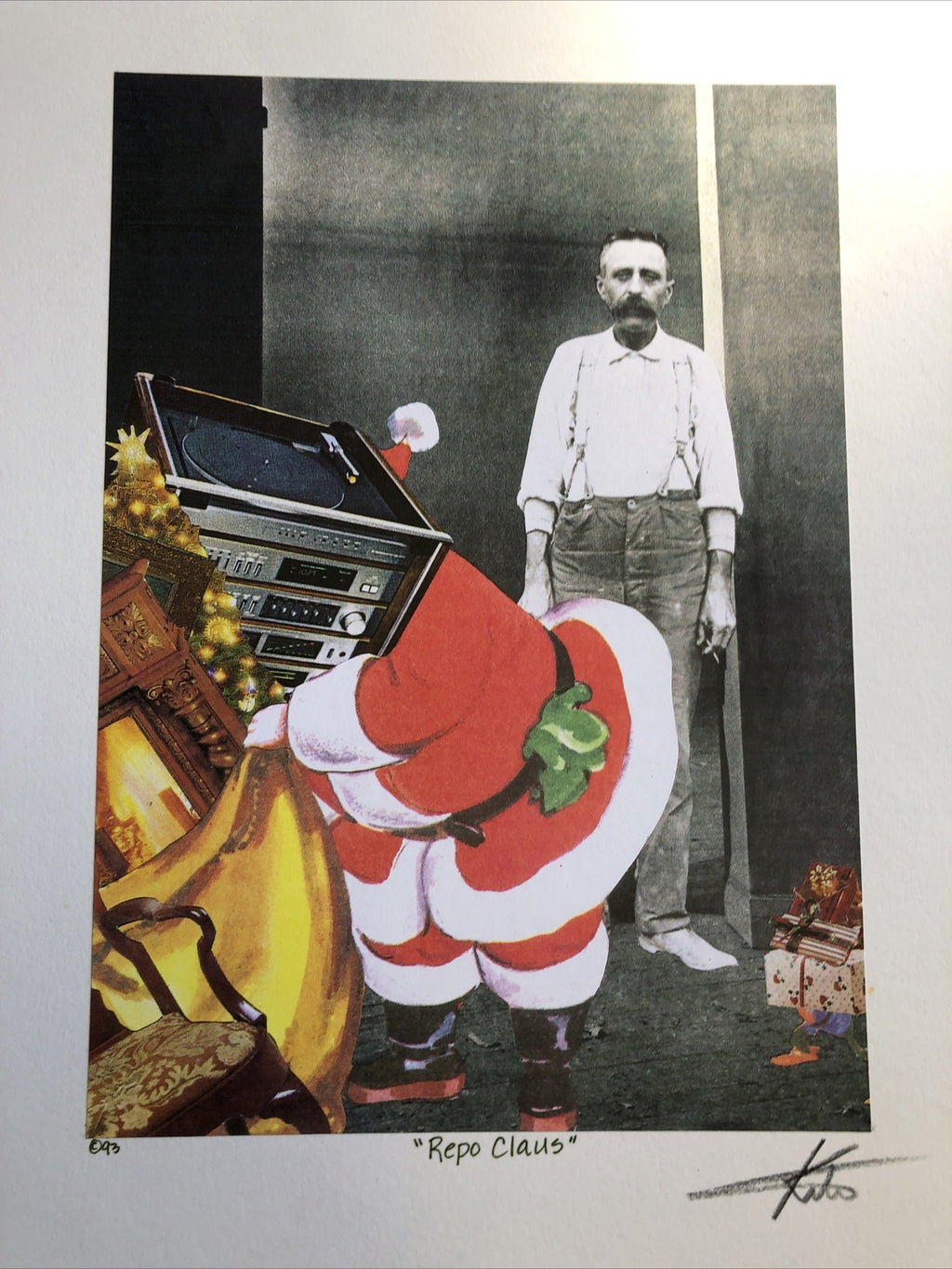 1993 Artist BARRY KITE Signed Art Print “Repo Claus” Pop Art 14”x11”6