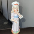 6.5” Vintage Bisque Painted Girl In Dress Figurine0